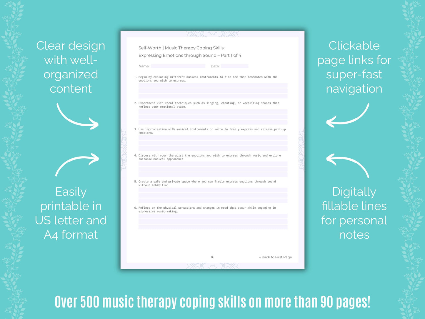 Self-Worth Music Therapy Counseling Templates