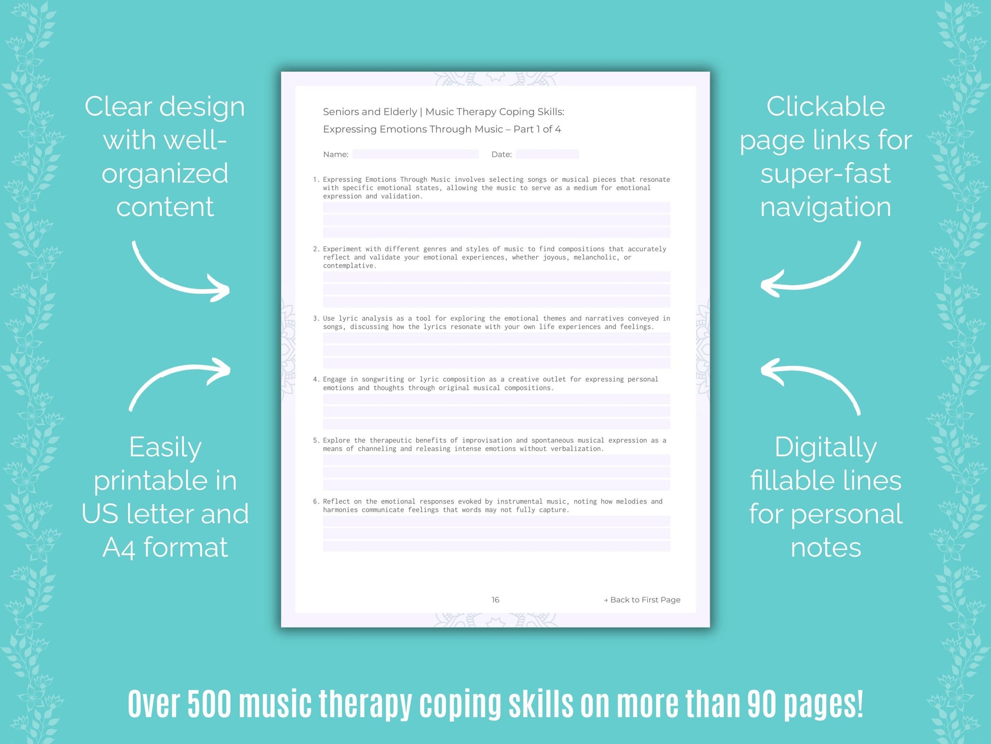 Seniors and Elderly Music Therapy Counseling Templates