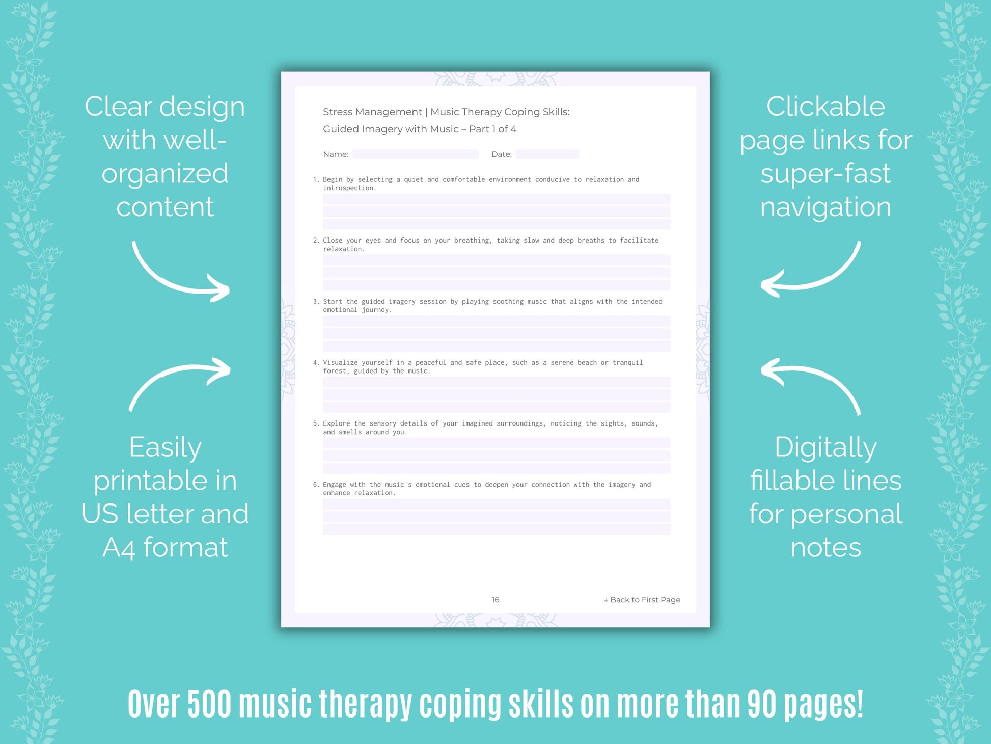 Stress Management Music Therapy Counseling Templates