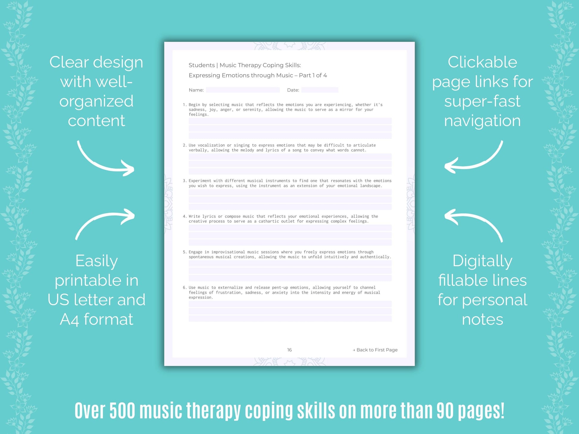 Students Music Therapy Counseling Templates