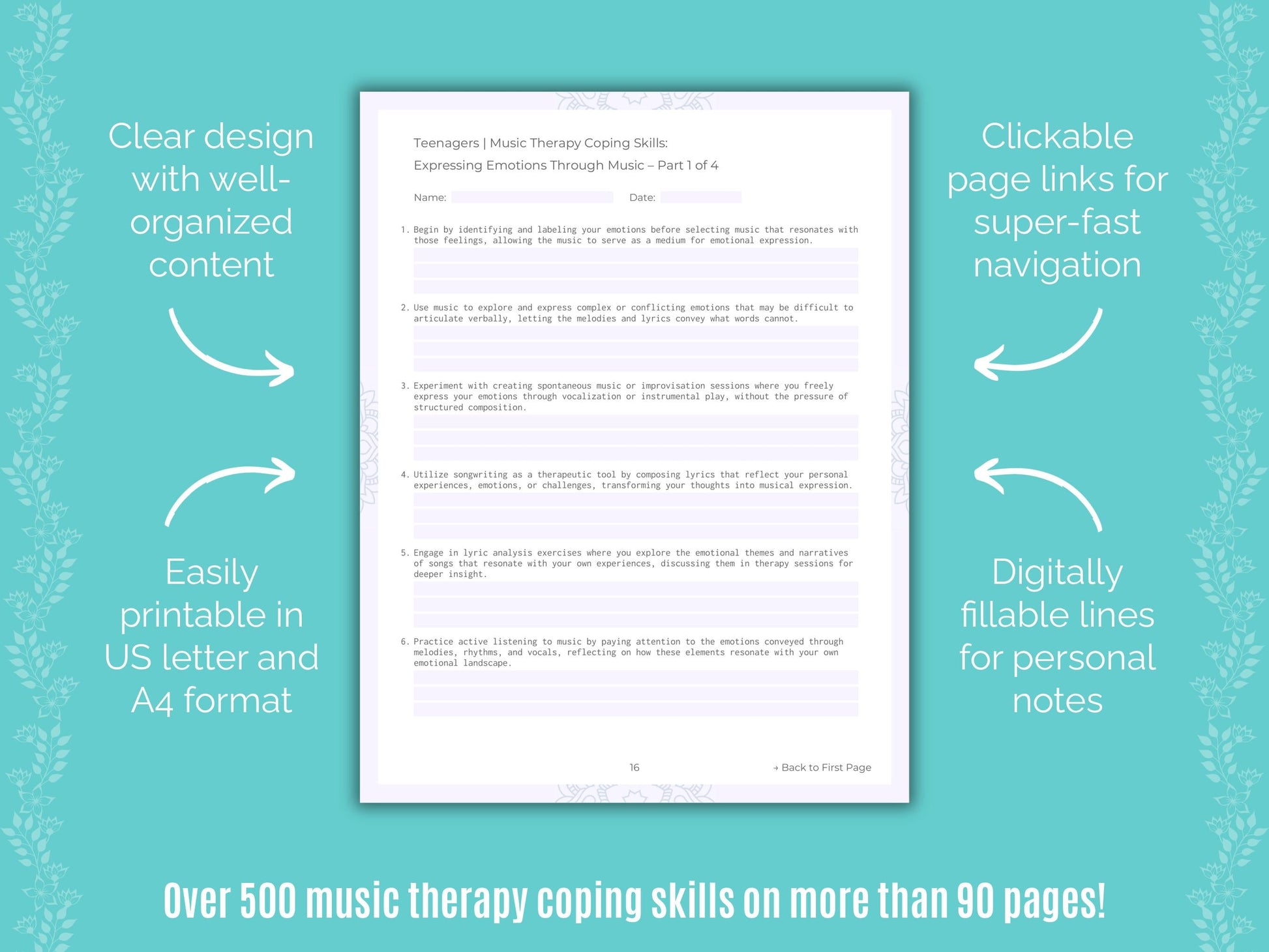 Teenagers Music Therapy Counseling Templates