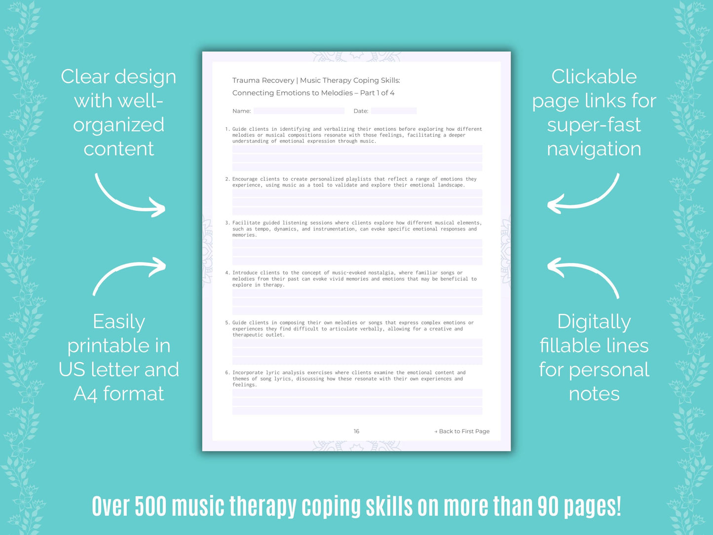 Trauma Recovery Music Therapy Counseling Templates