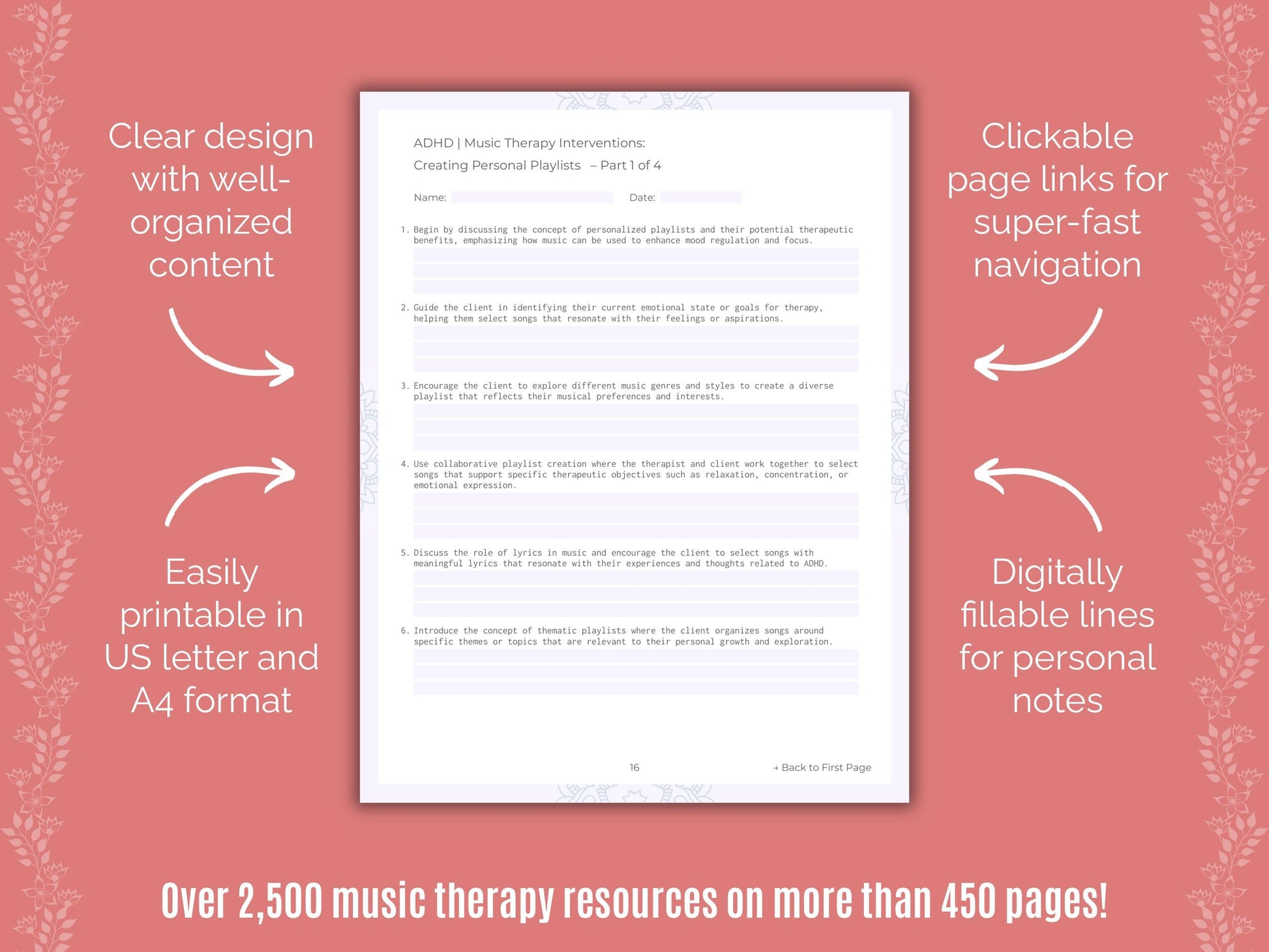 ADHD Music Therapy Counseling Templates