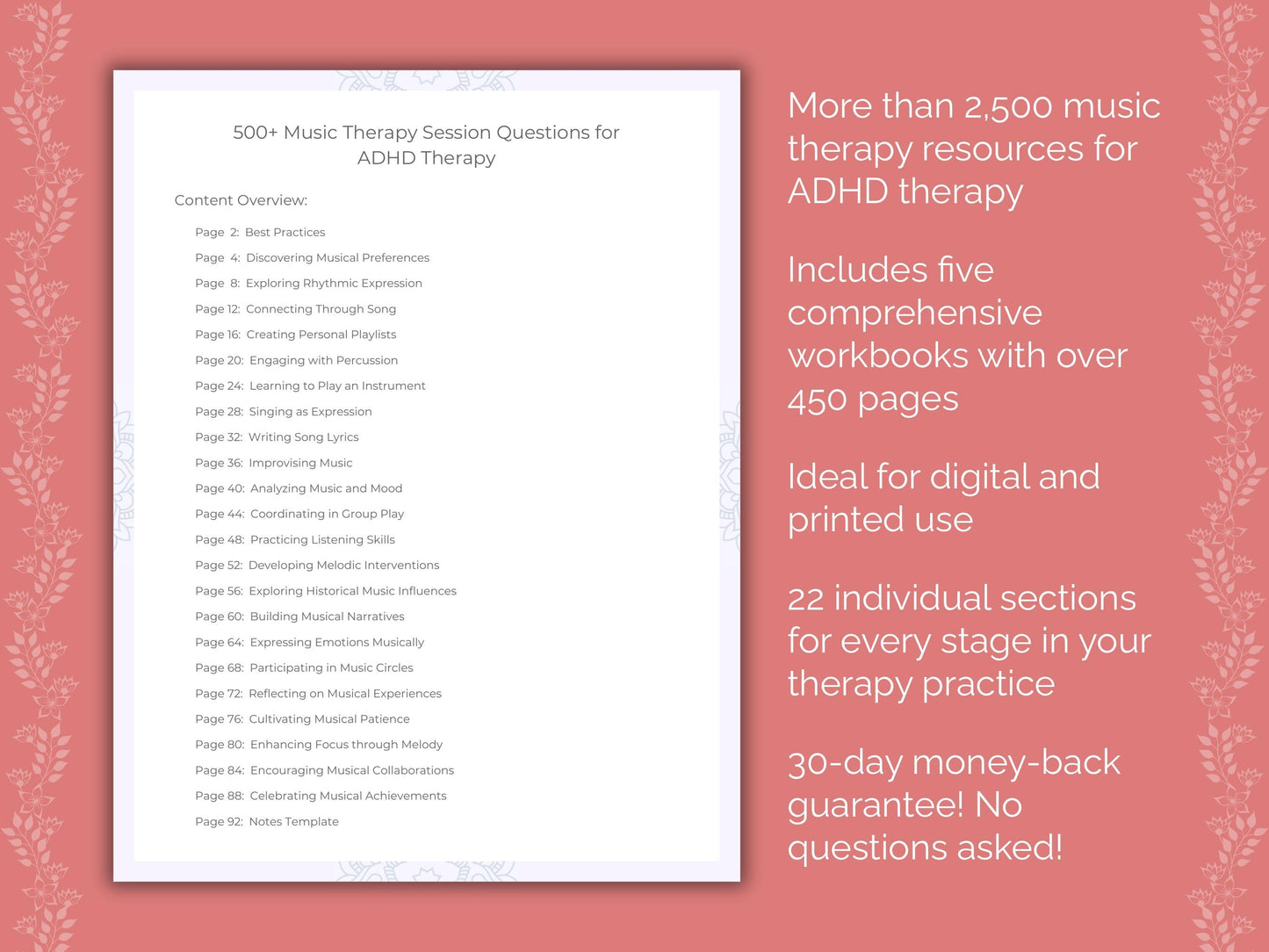 ADHD Music Therapy Therapist Worksheets