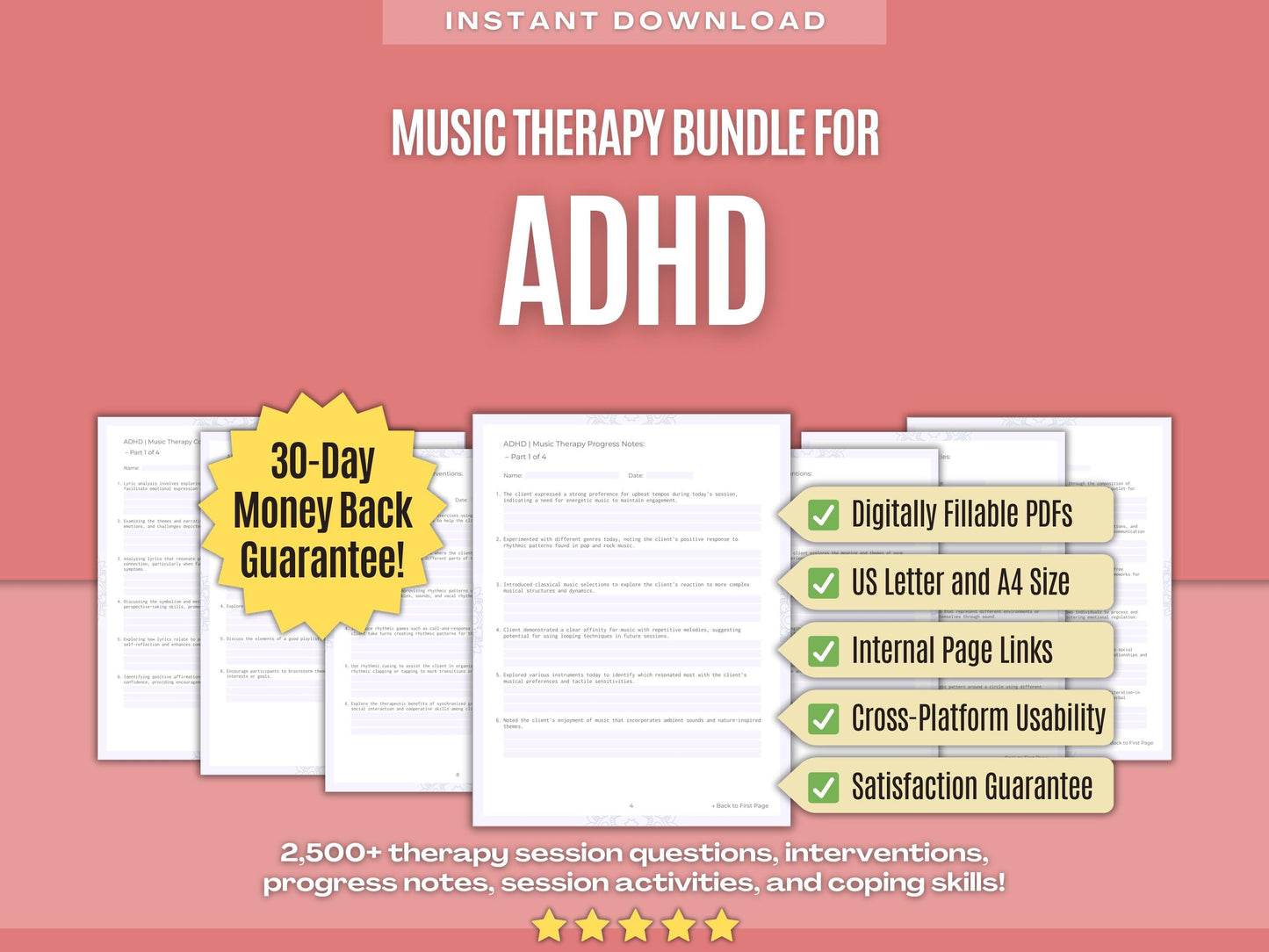 ADHD Music Therapy Psychology Workbooks