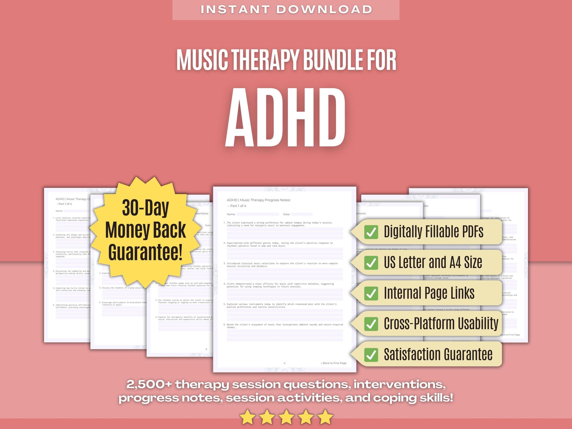 ADHD Music Therapy Psychology Workbooks