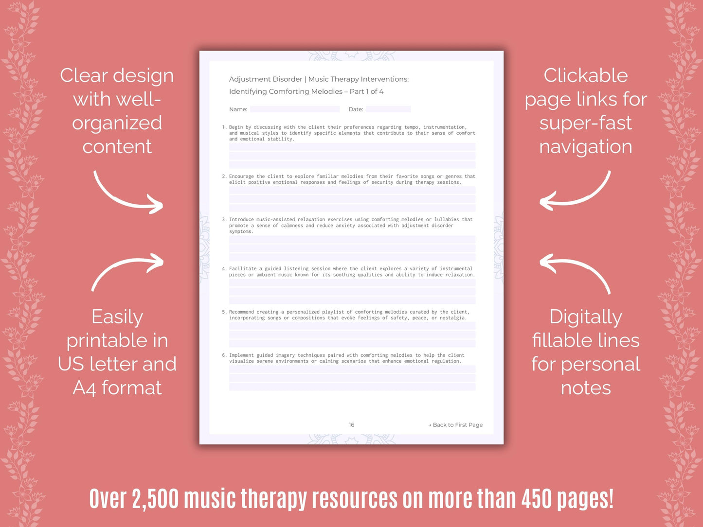 Adjustment Disorder Music Therapy Counseling Templates