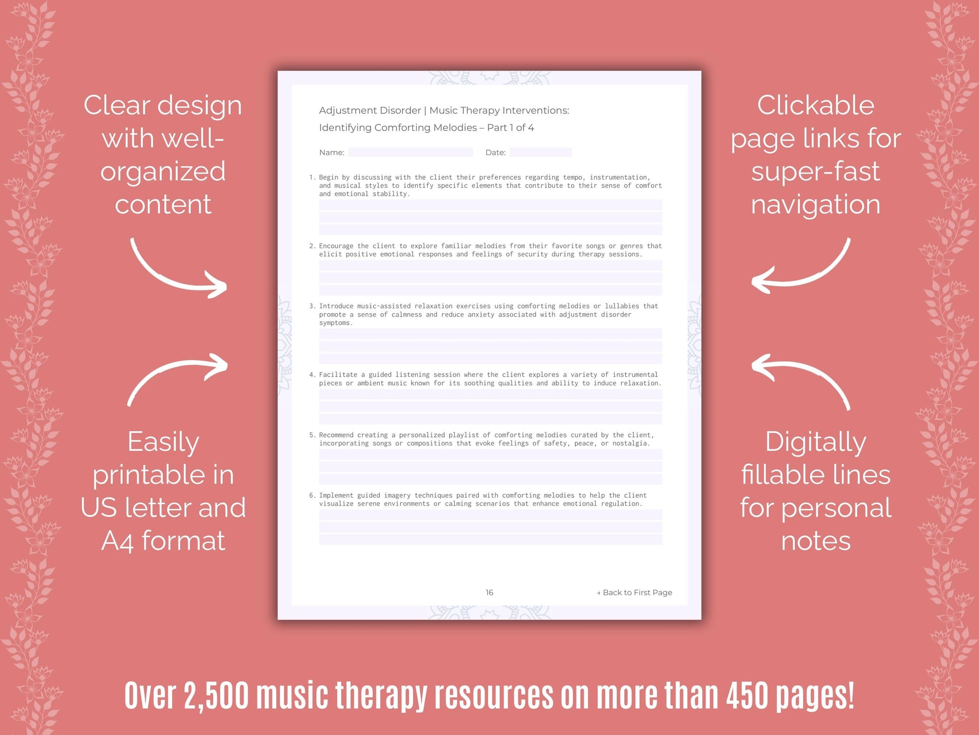 Adjustment Disorder Music Therapy Counseling Templates