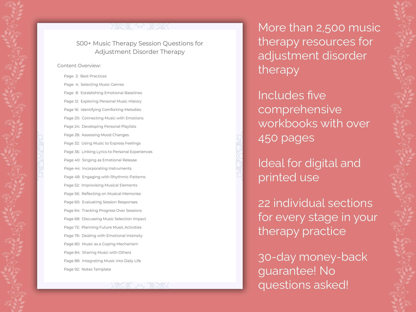 Adjustment Disorder Music Therapy Therapist Worksheets