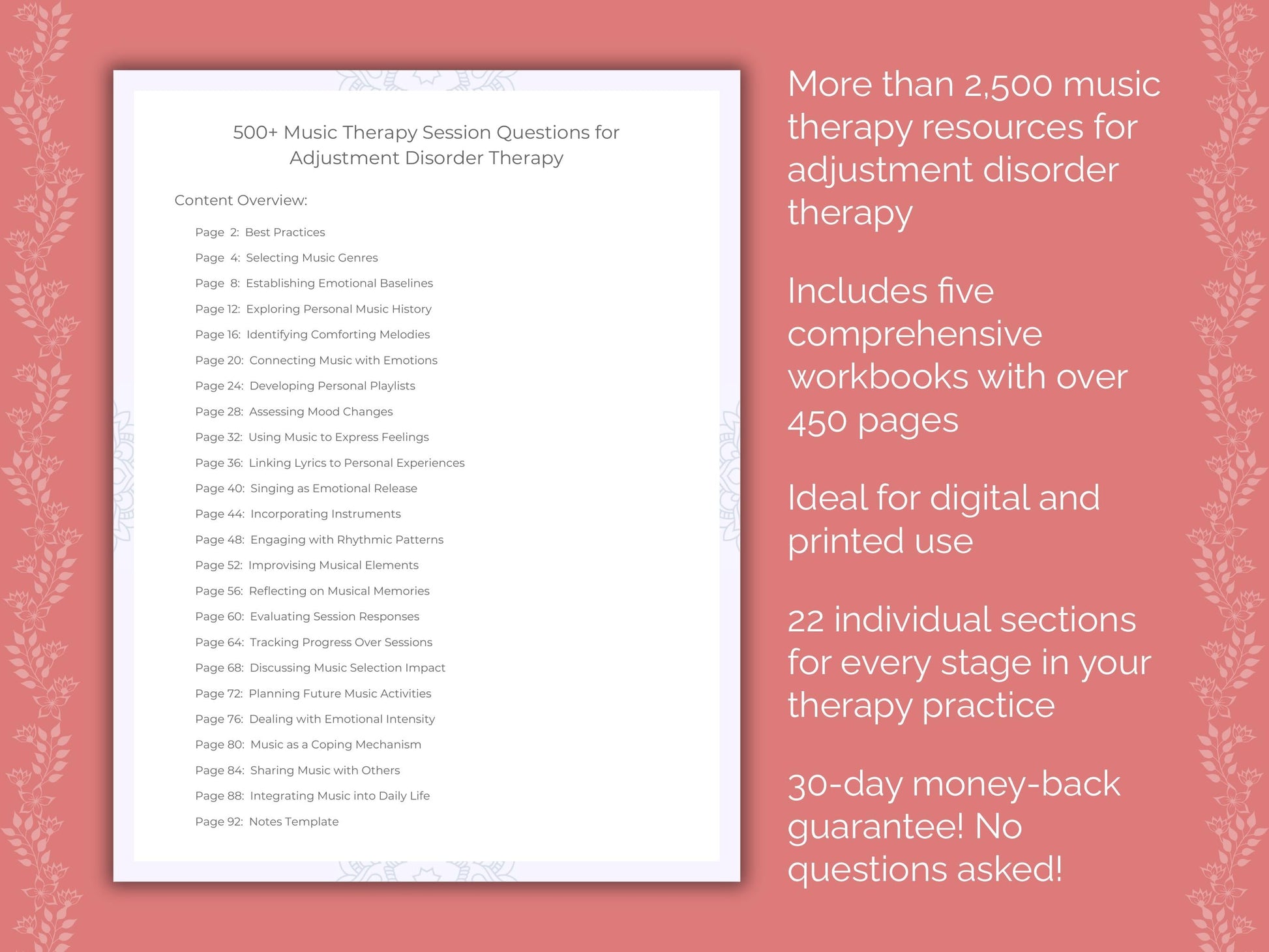 Adjustment Disorder Music Therapy Therapist Worksheets
