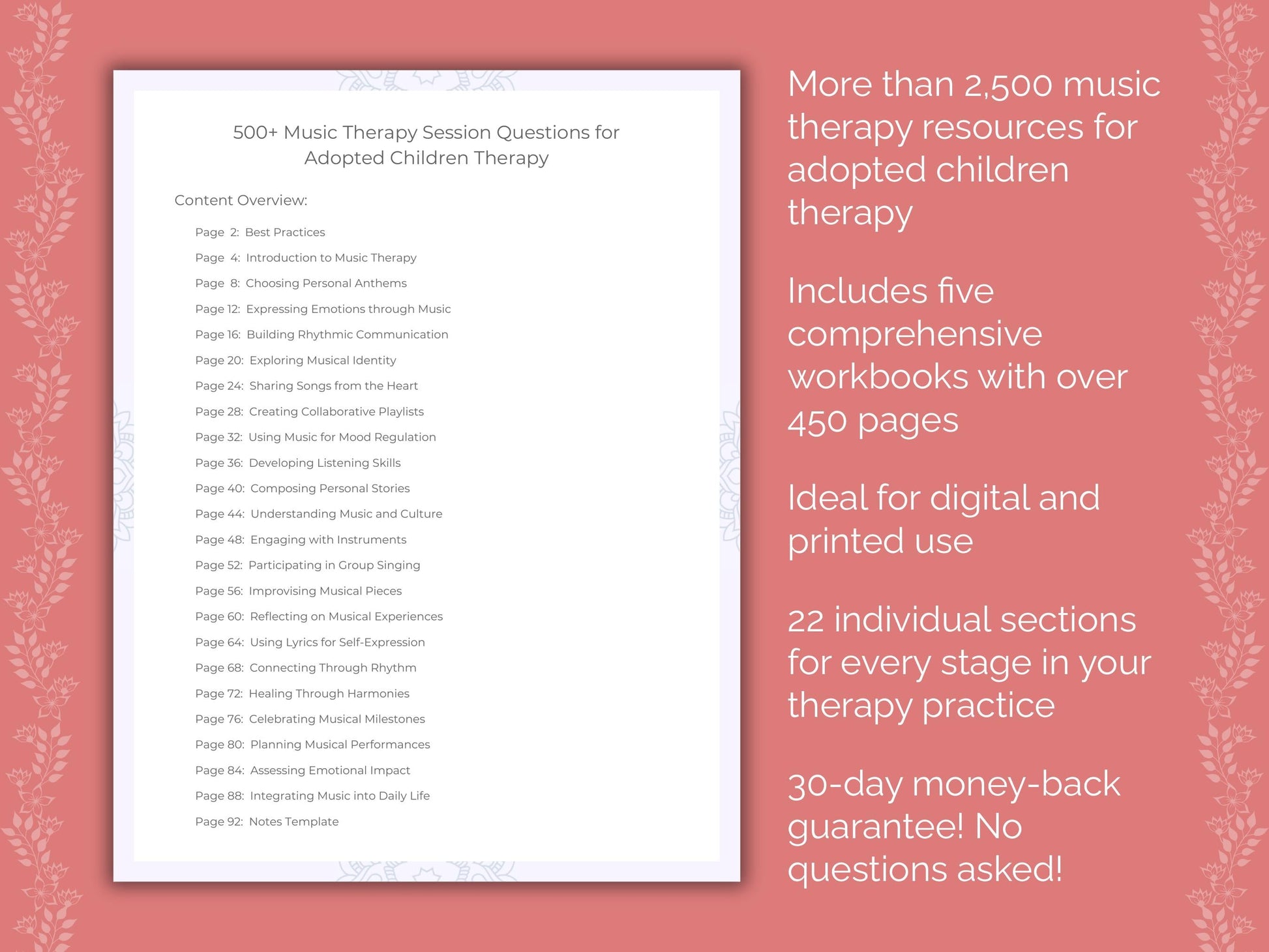 Adopted Children Music Therapy Therapist Worksheets