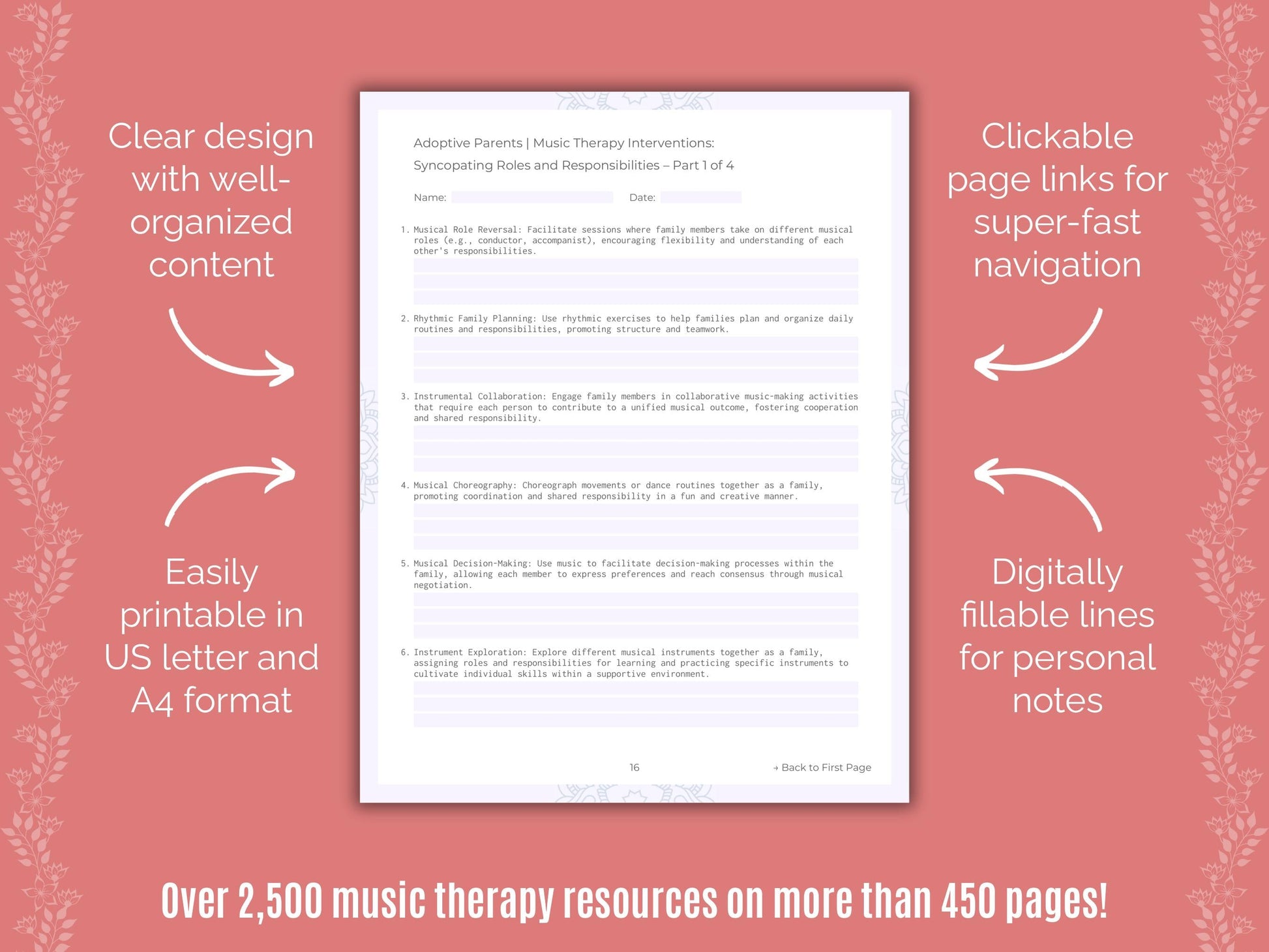 Adoptive Parents Music Therapy Counseling Templates
