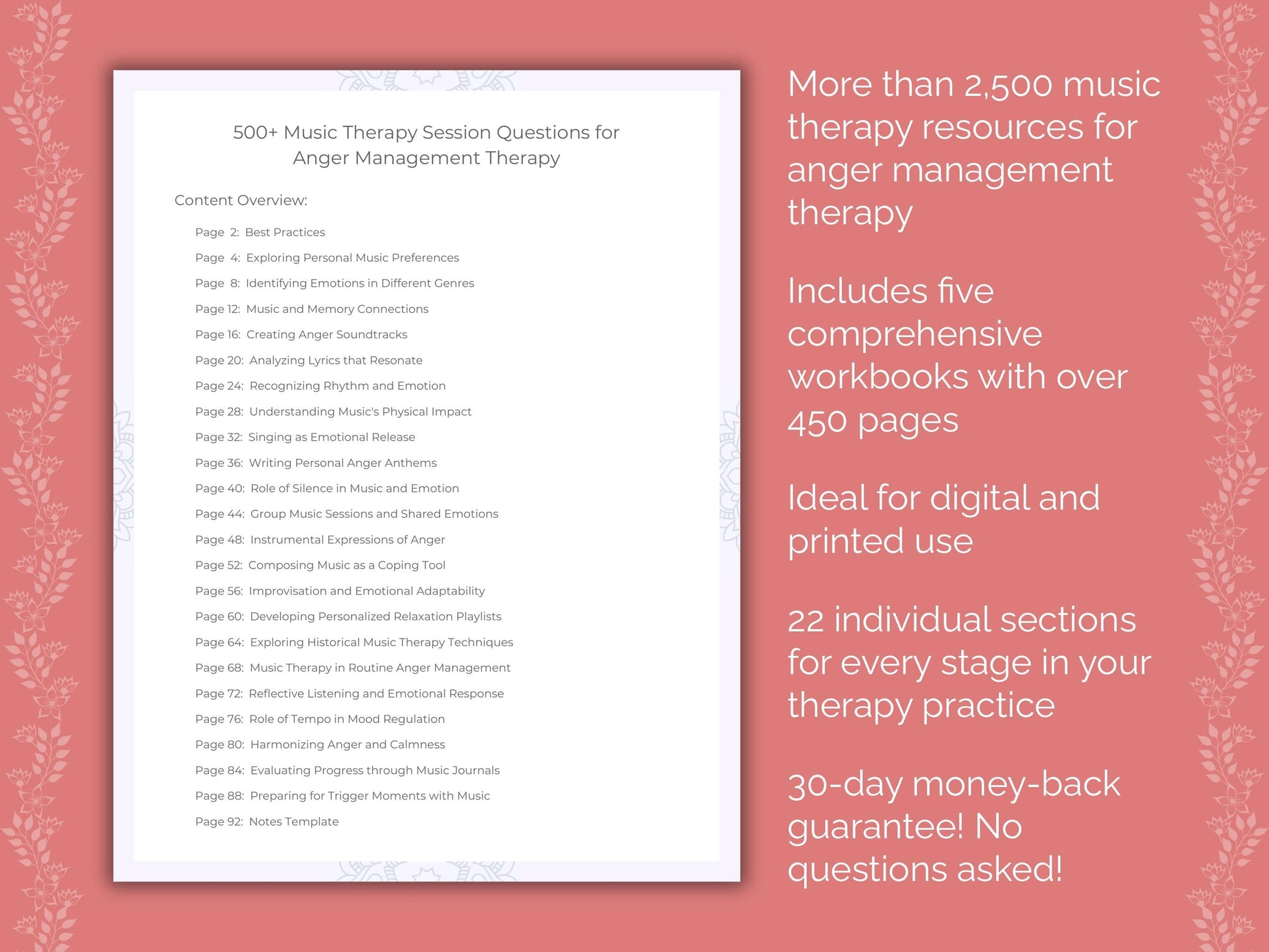 Anger Management Music Therapy Therapist Worksheets