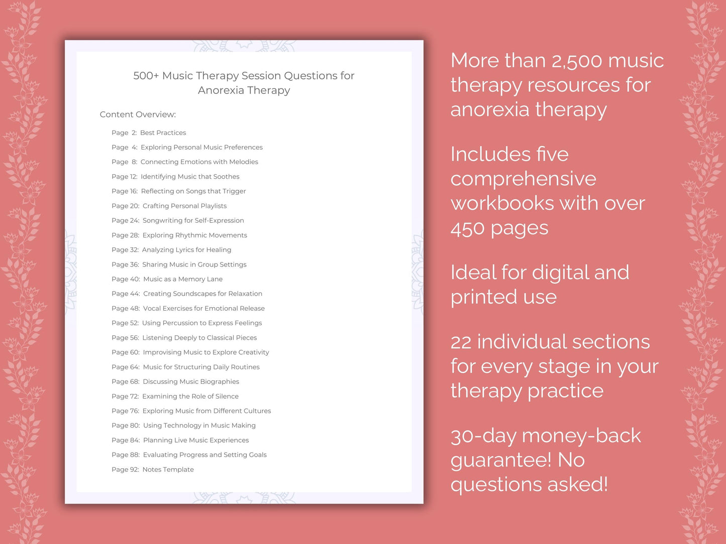 Anorexia Music Therapy Therapist Worksheets