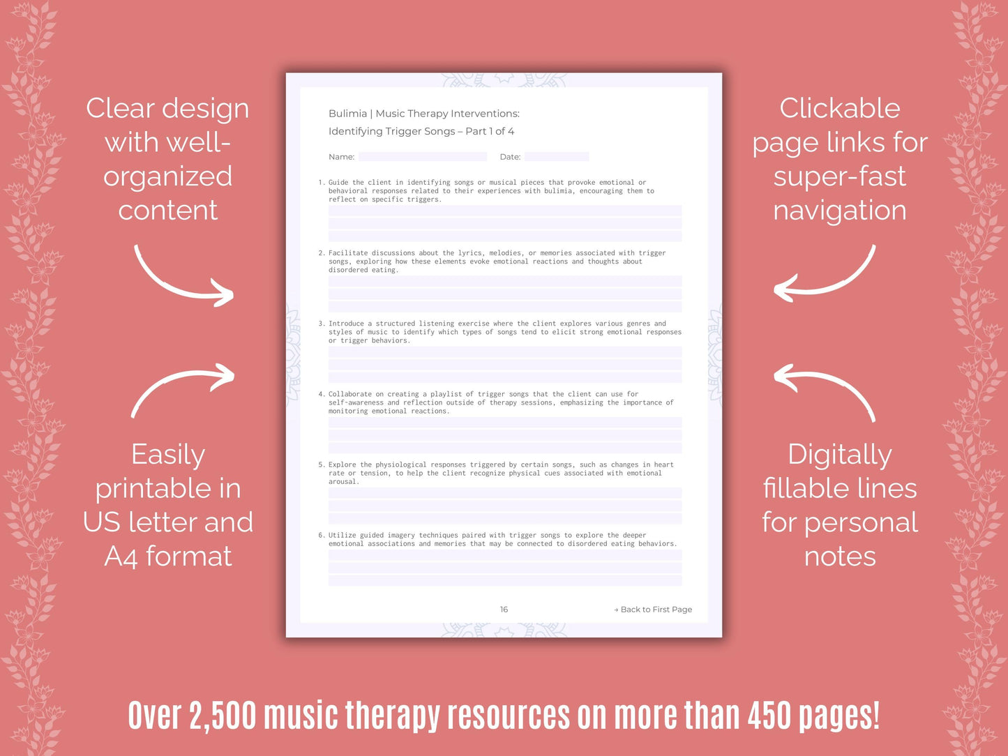 Bulimia Music Therapy Counseling Templates