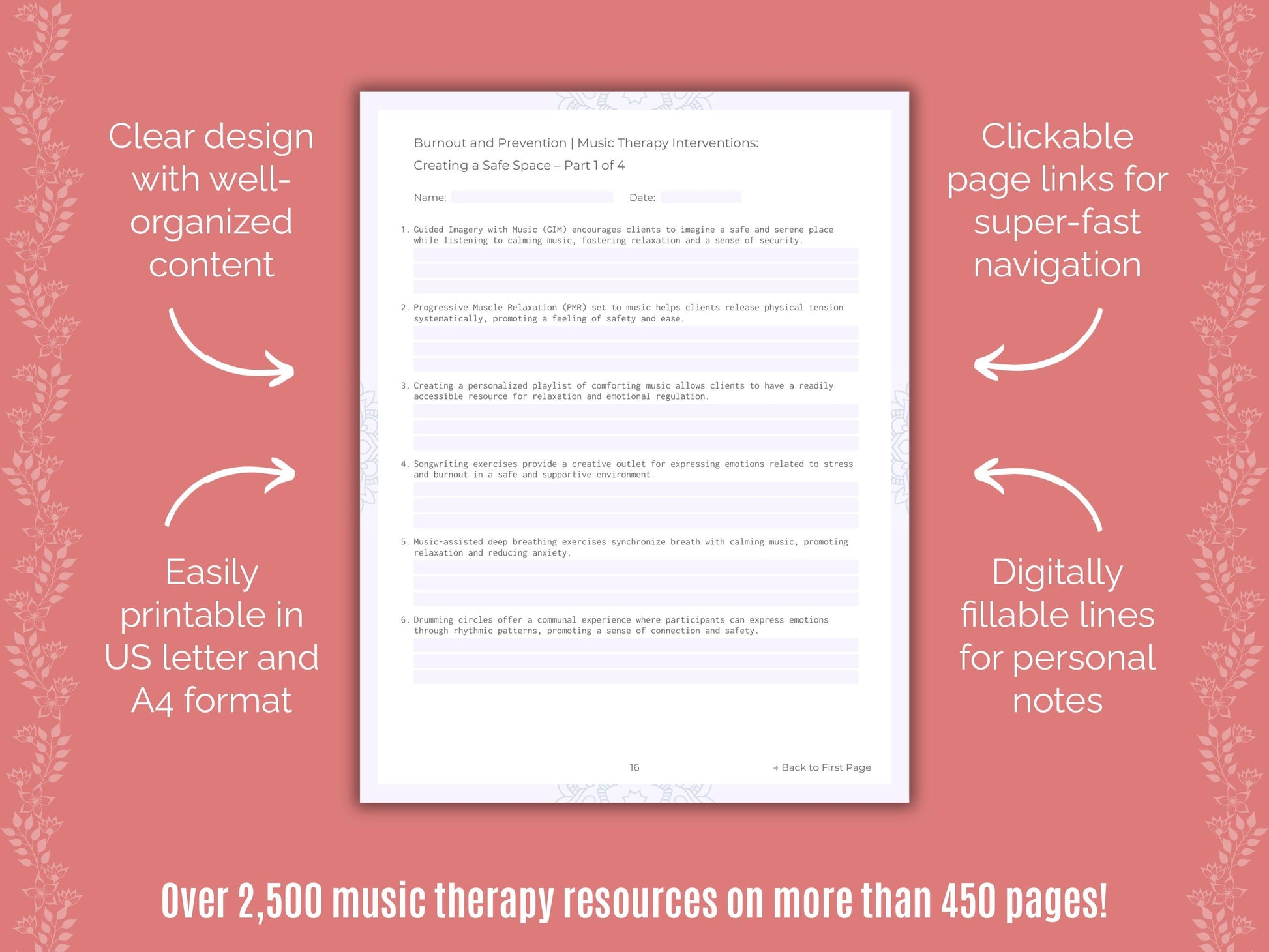 Burnout and Prevention Music Therapy Counseling Templates