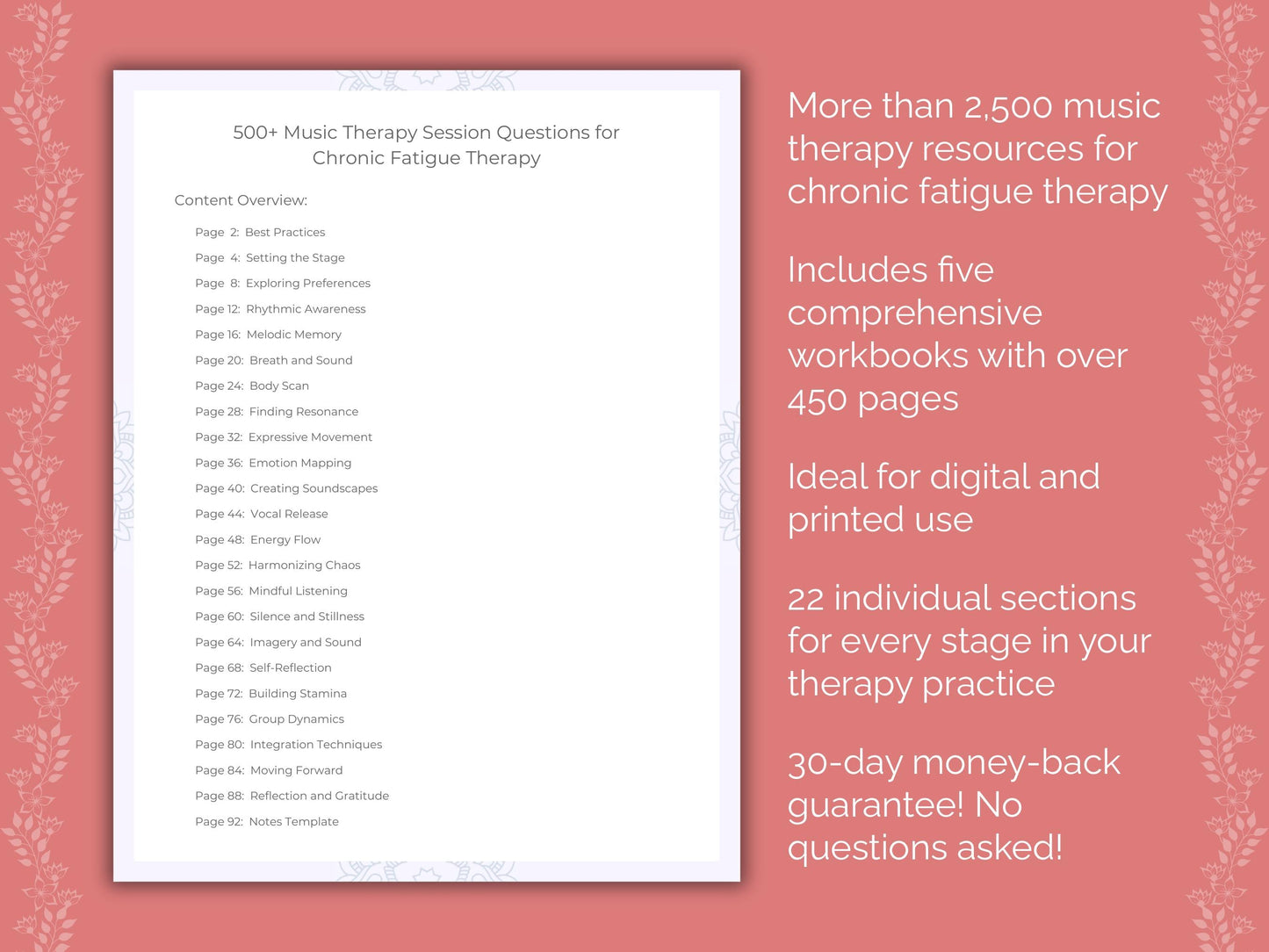 Chronic Fatigue Music Therapy Therapist Worksheets