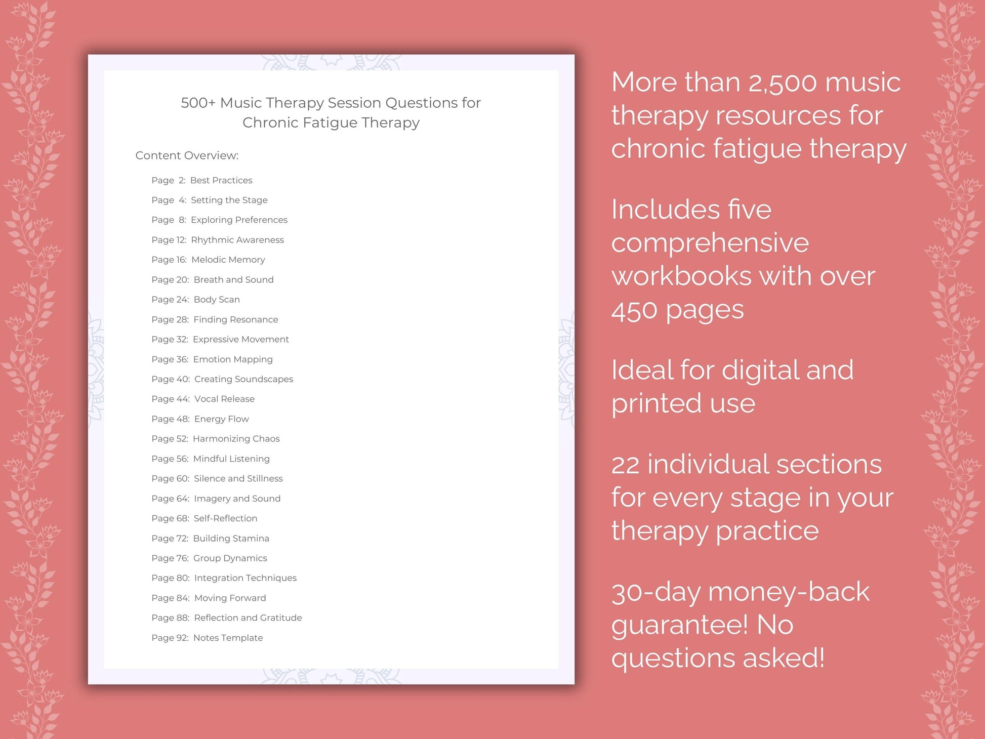 Chronic Fatigue Music Therapy Therapist Worksheets