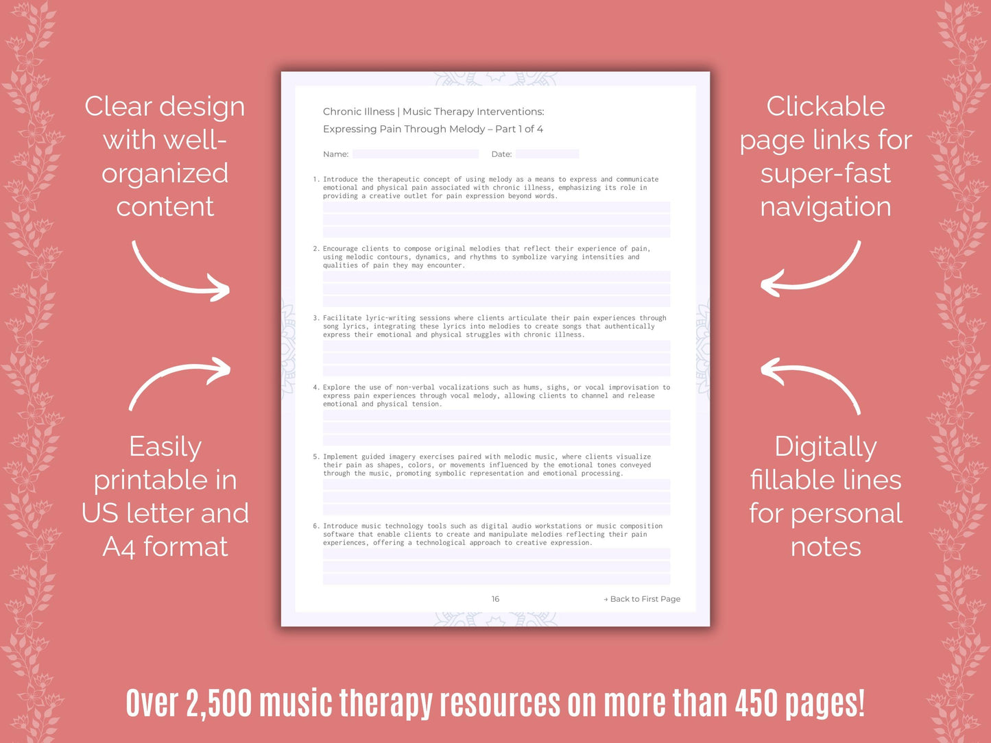 Chronic Illness Music Therapy Counseling Templates