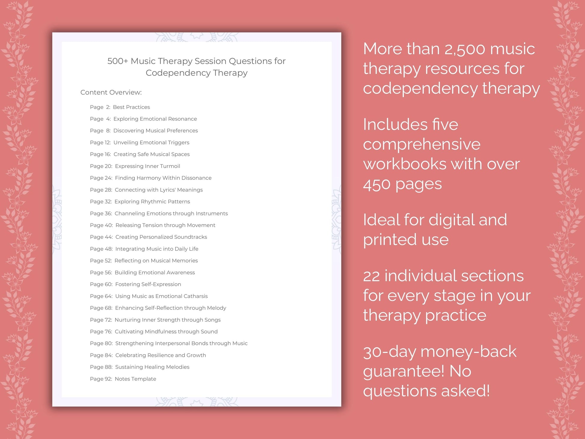 Codependency Music Therapy Therapist Worksheets