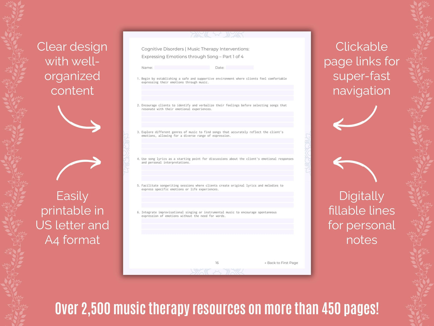 Cognitive Disorders Music Therapy Counseling Templates