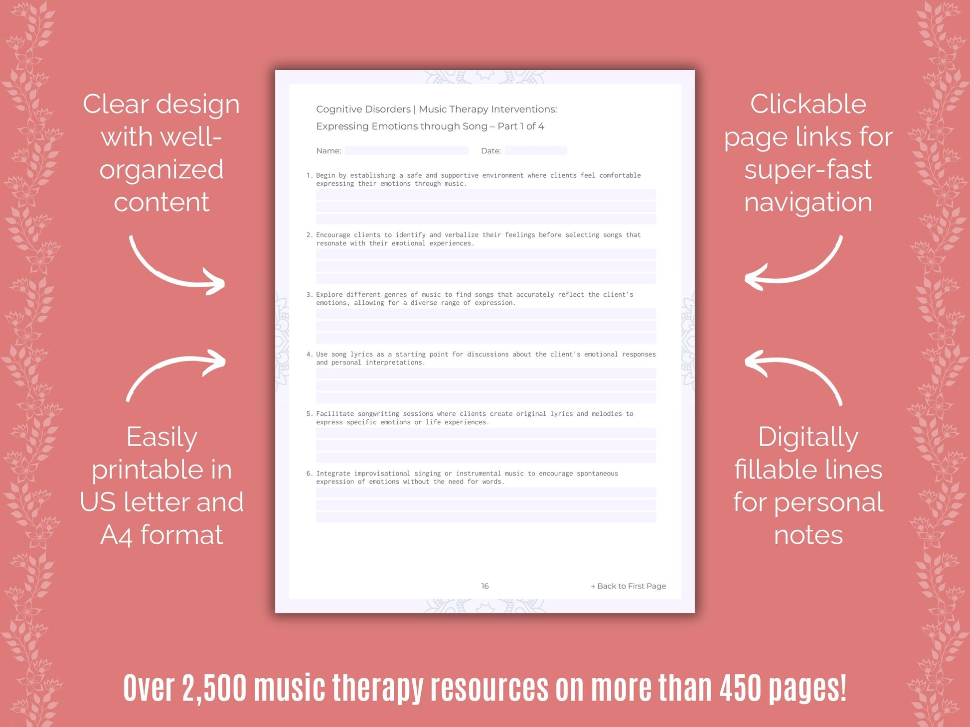 Cognitive Disorders Music Therapy Counseling Templates
