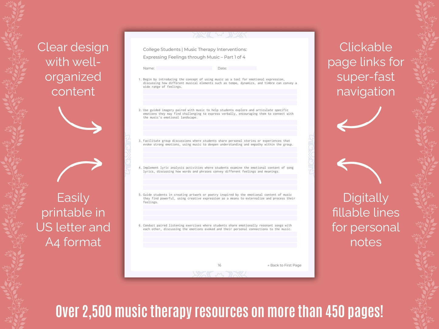 College Students Music Therapy Counseling Templates