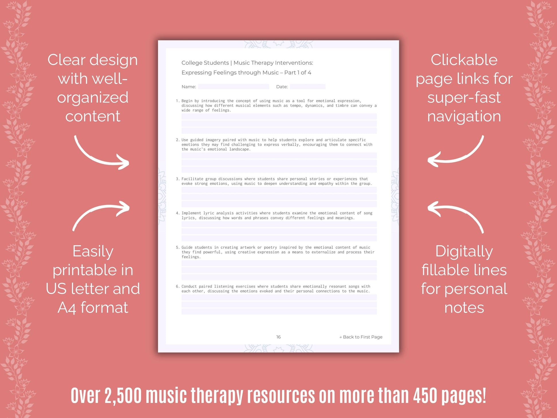 College Students Music Therapy Counseling Templates