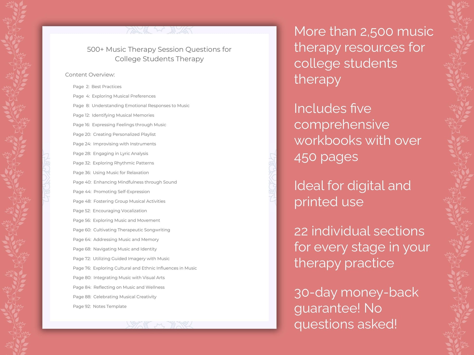 College Students Music Therapy Therapist Worksheets