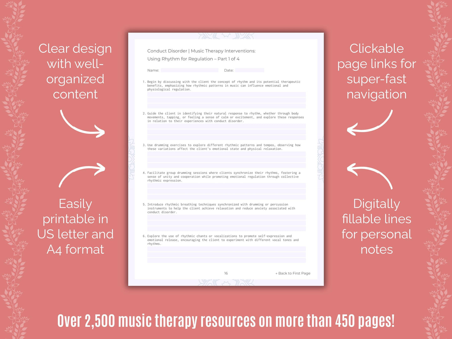 Conduct Disorder Music Therapy Counseling Templates