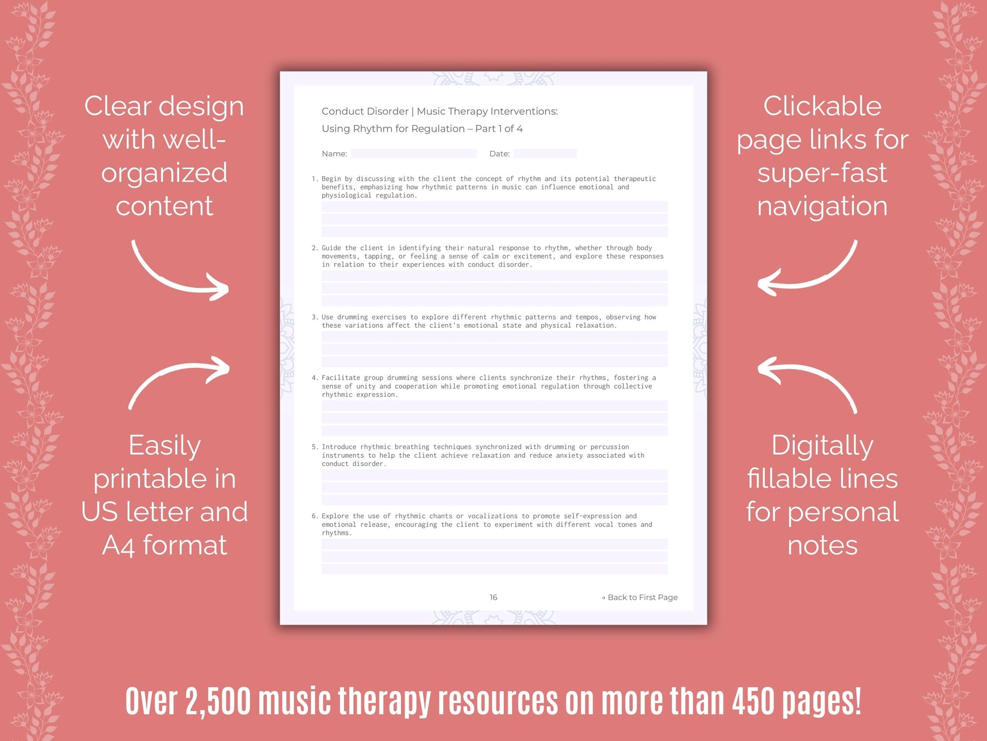 Conduct Disorder Music Therapy Counseling Templates