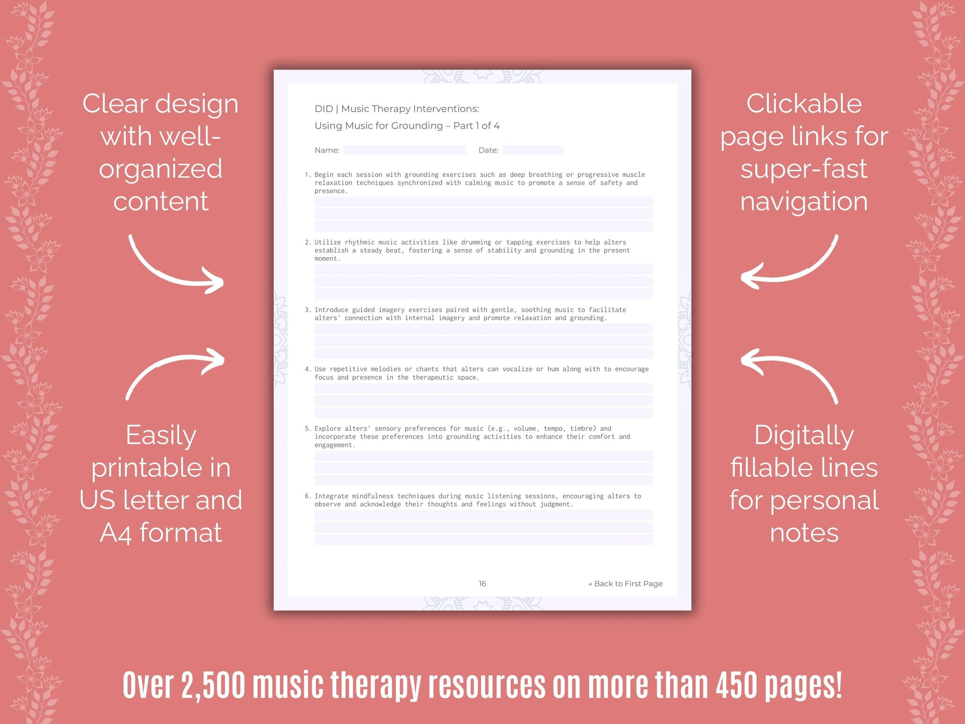 Dissociative Identity Disorder (DID) Music Therapy Counseling Templates