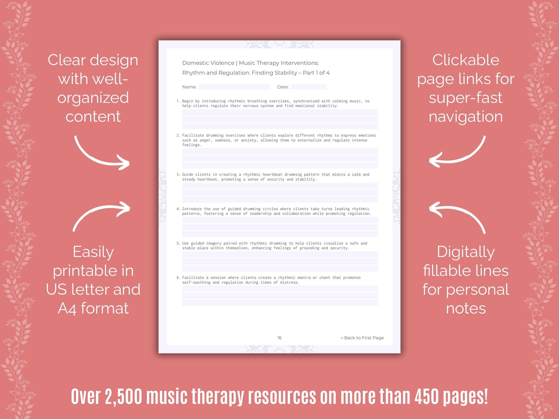 Domestic Violence Music Therapy Counseling Templates