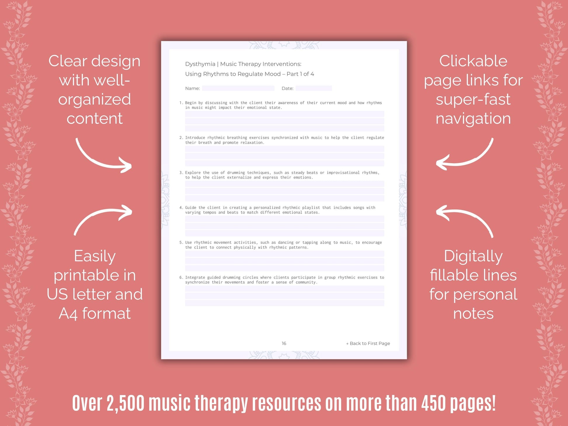 Dysthymia Music Therapy Counseling Templates