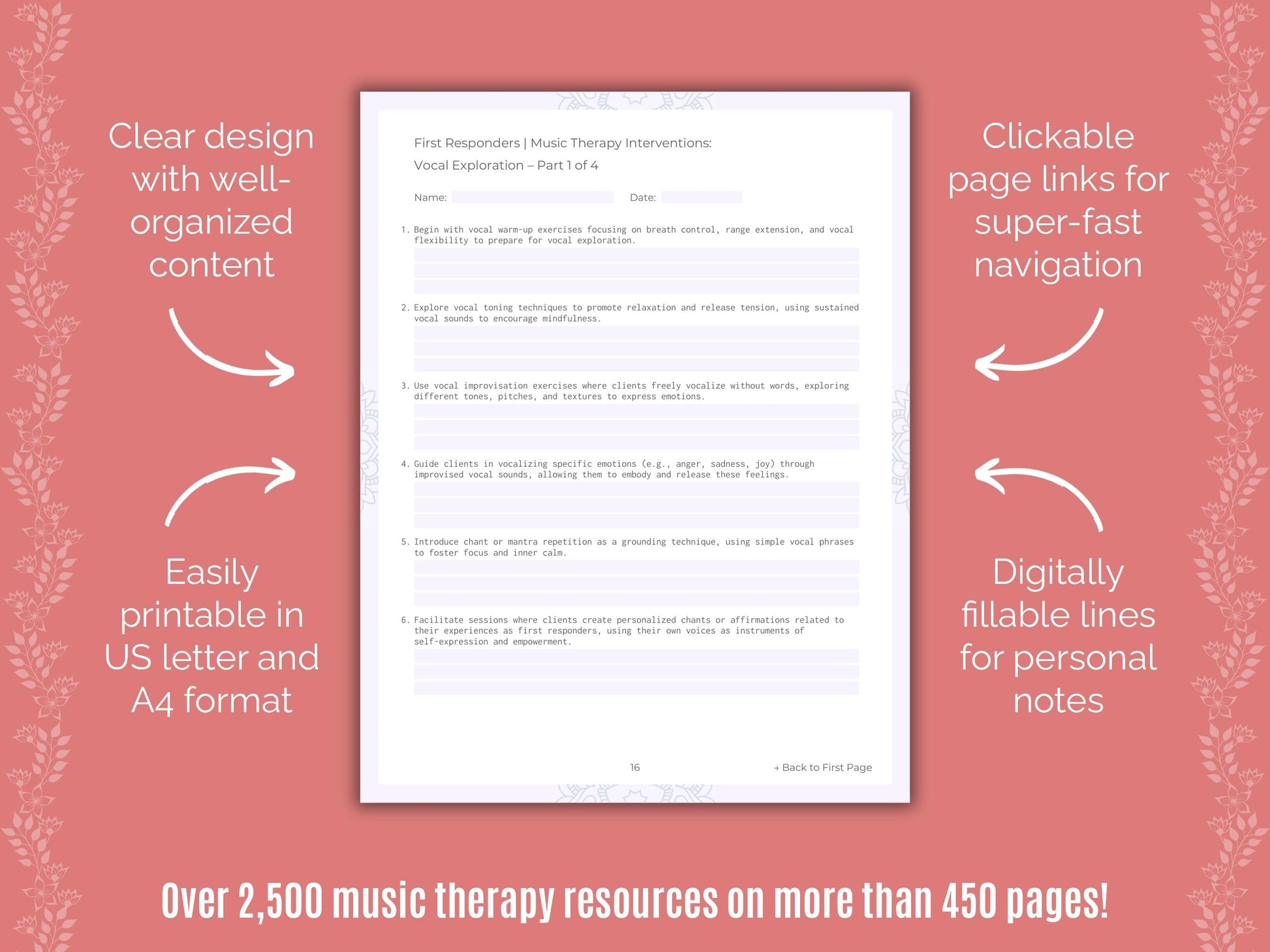 First Responders Music Therapy Counseling Templates