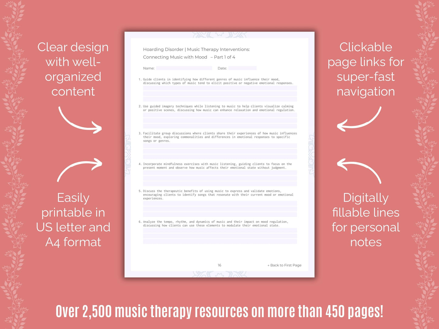 Hoarding Disorder Music Therapy Counseling Templates