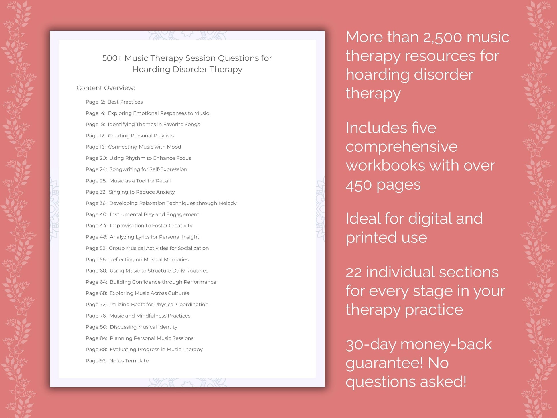 Hoarding Disorder Music Therapy Therapist Worksheets