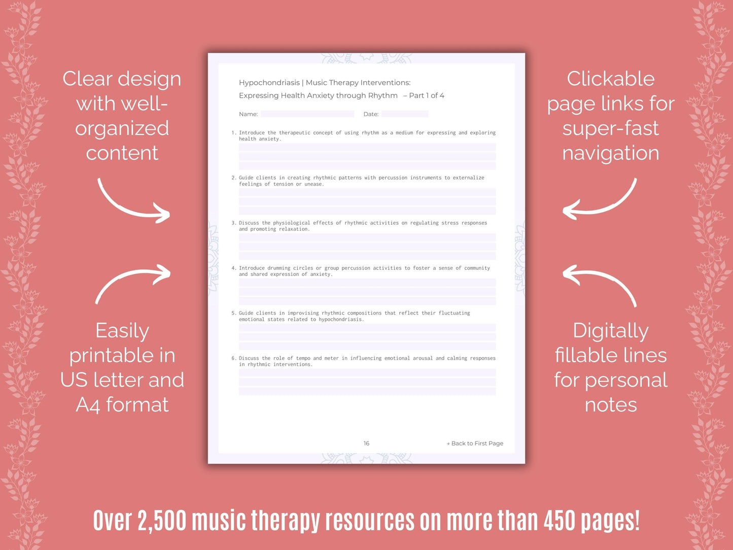 Hypochondriasis Music Therapy Counseling Templates