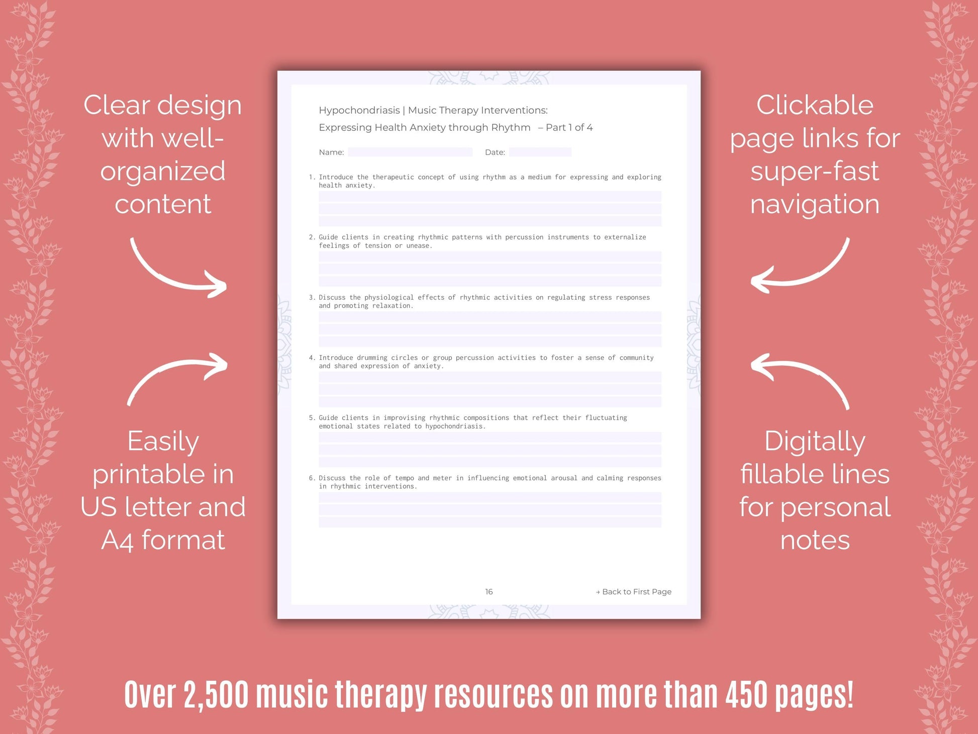 Hypochondriasis Music Therapy Counseling Templates