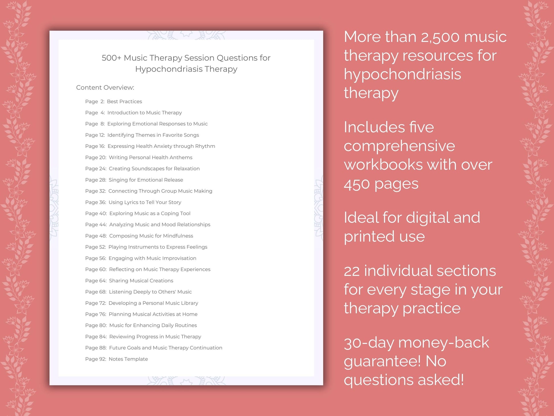 Hypochondriasis Music Therapy Therapist Worksheets