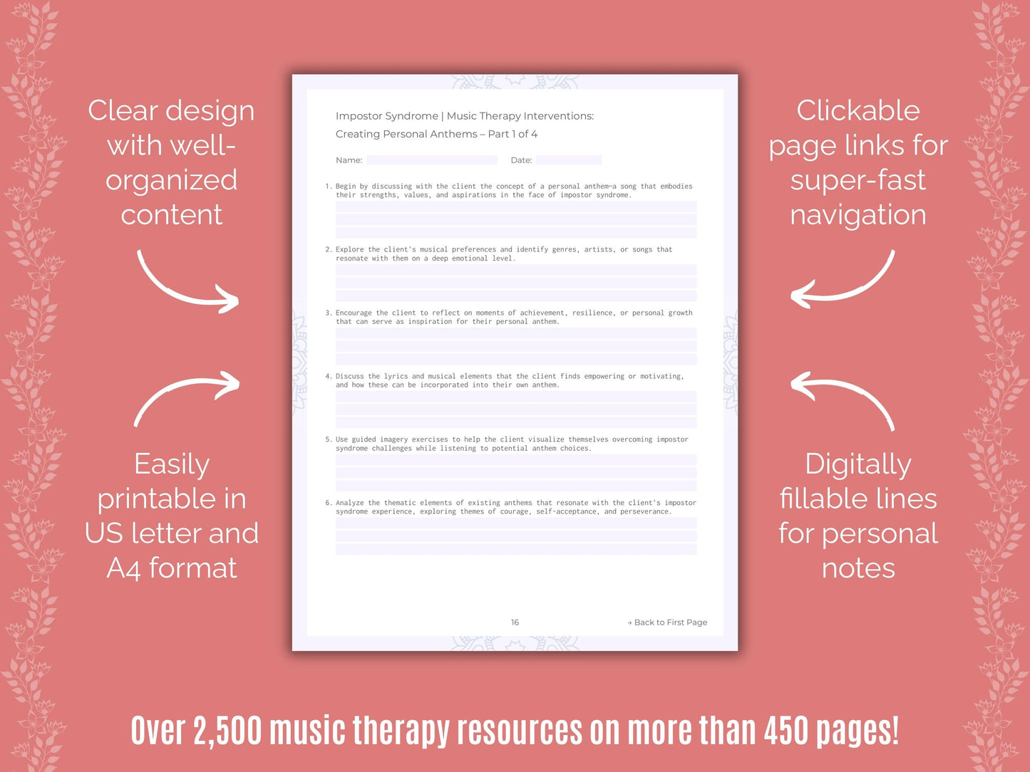 Impostor Syndrome Music Therapy Counseling Templates