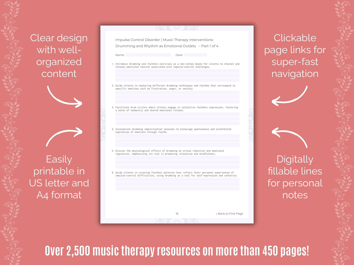 Impulse-Control Disorder (ICD) Music Therapy Counseling Templates