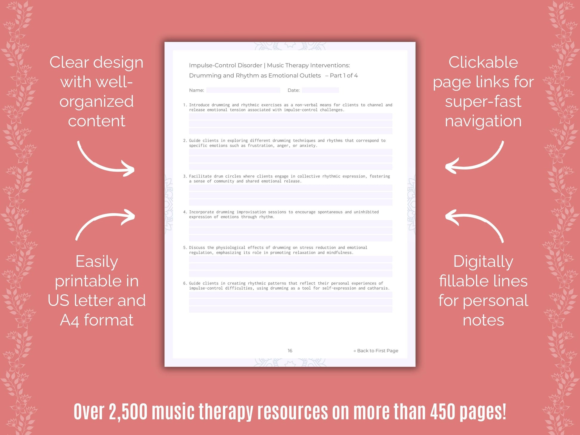 Impulse-Control Disorder (ICD) Music Therapy Counseling Templates