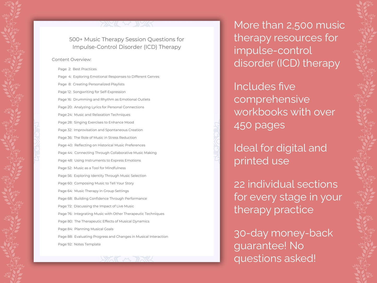 Impulse-Control Disorder (ICD) Music Therapy Therapist Worksheets