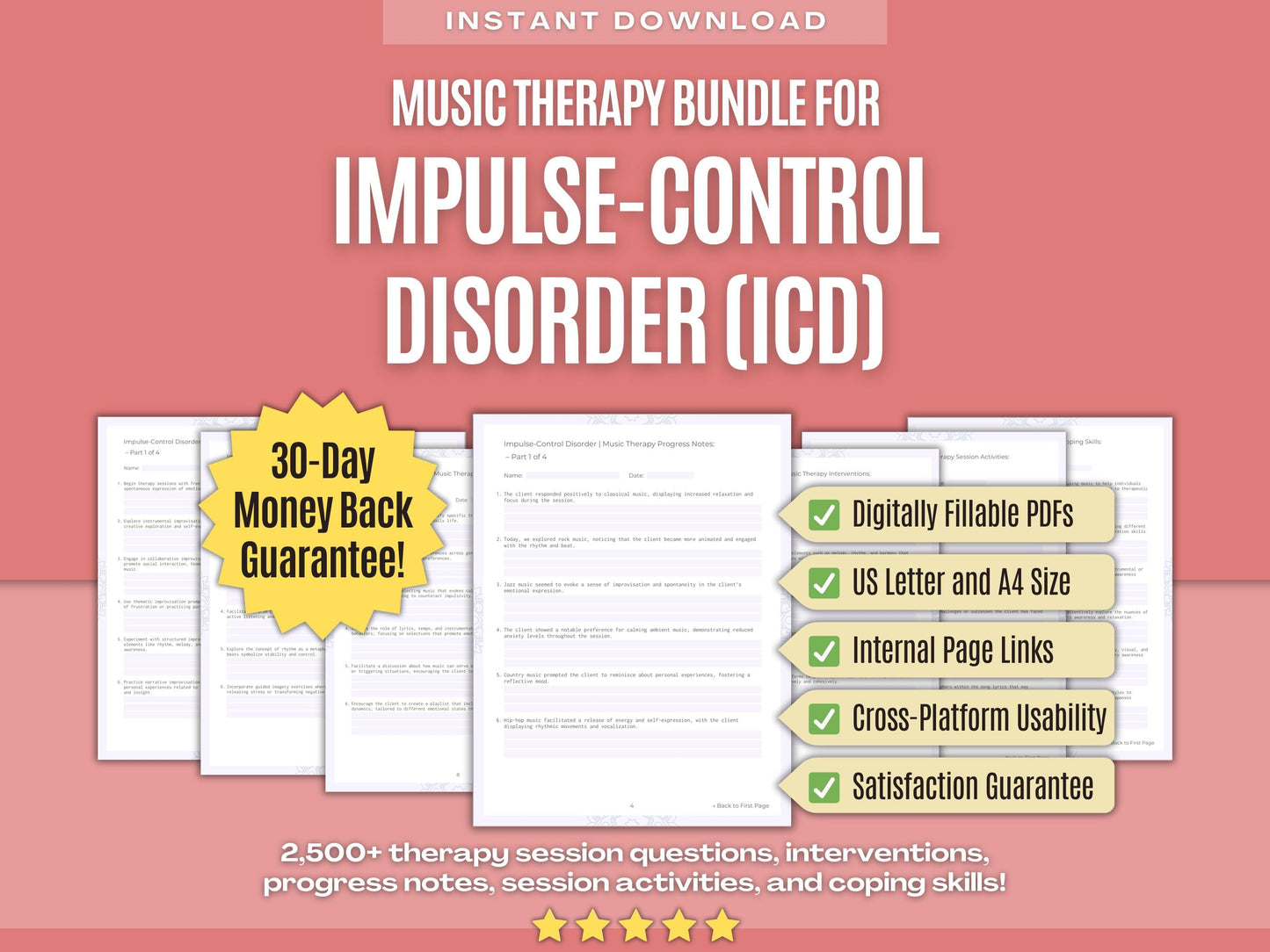 Impulse-Control Disorder (ICD) Music Therapy Psychology Workbooks