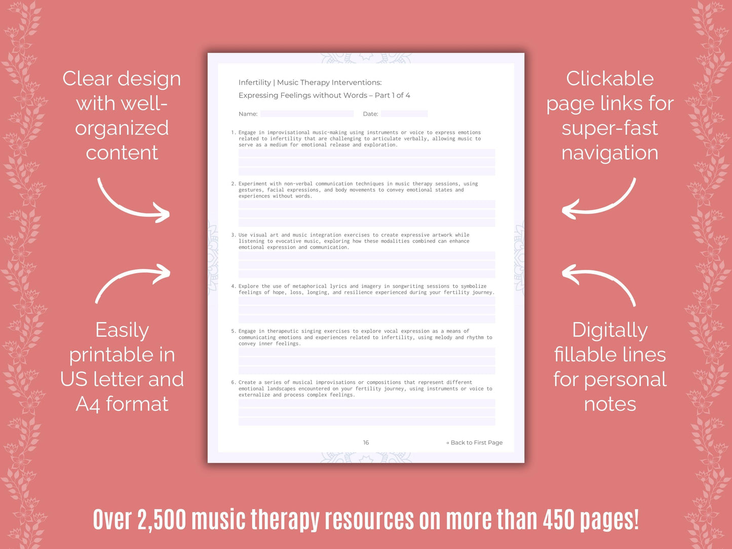 Infertility Music Therapy Counseling Templates