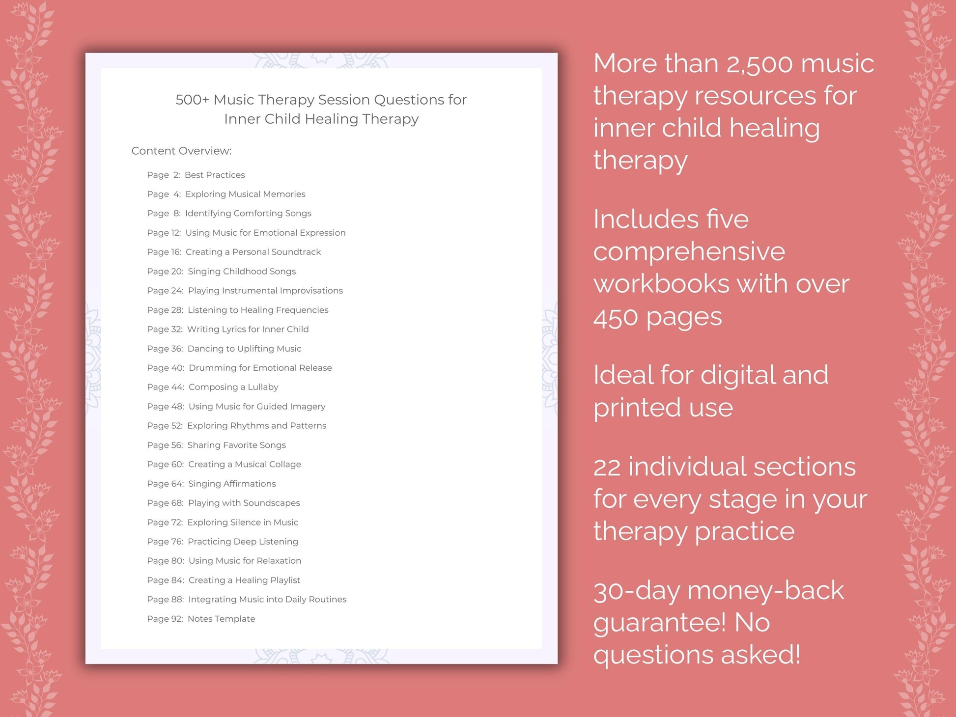 Inner Child Healing Music Therapy Therapist Worksheets