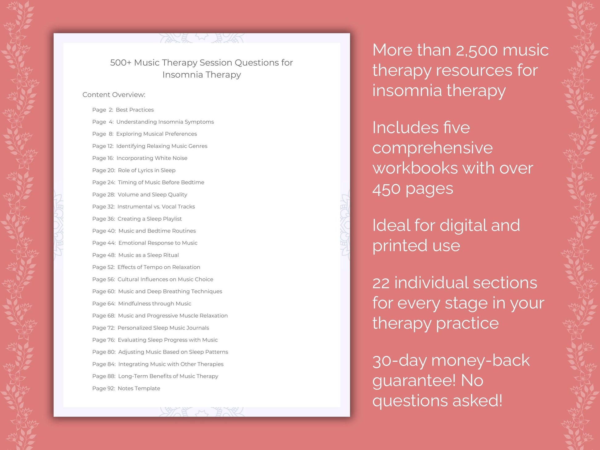 Insomnia Music Therapy Therapist Worksheets