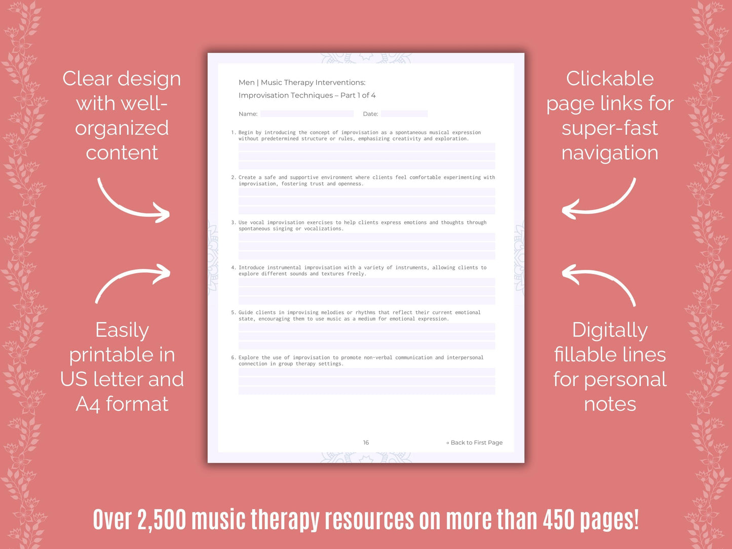 Men Music Therapy Counseling Templates