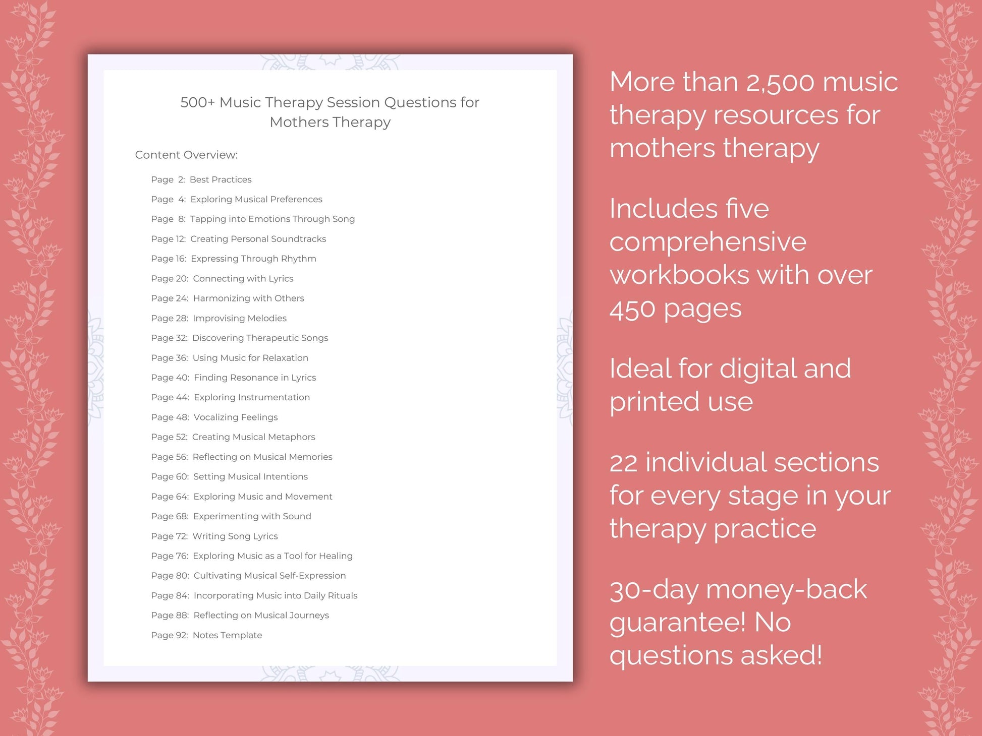 Mothers Music Therapy Therapist Worksheets